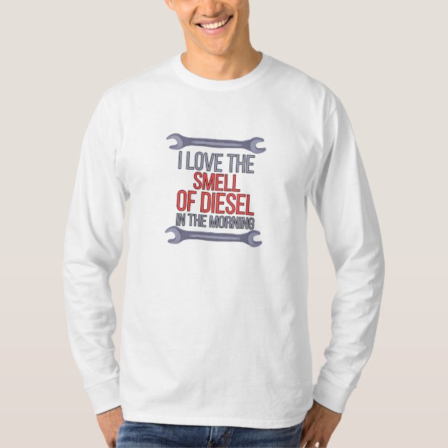 T-shirt J'aime l'odeur du diesel le matin (Devant)