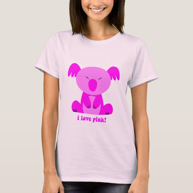 T-shirt J'aime l'ours de koala rose (Devant)
