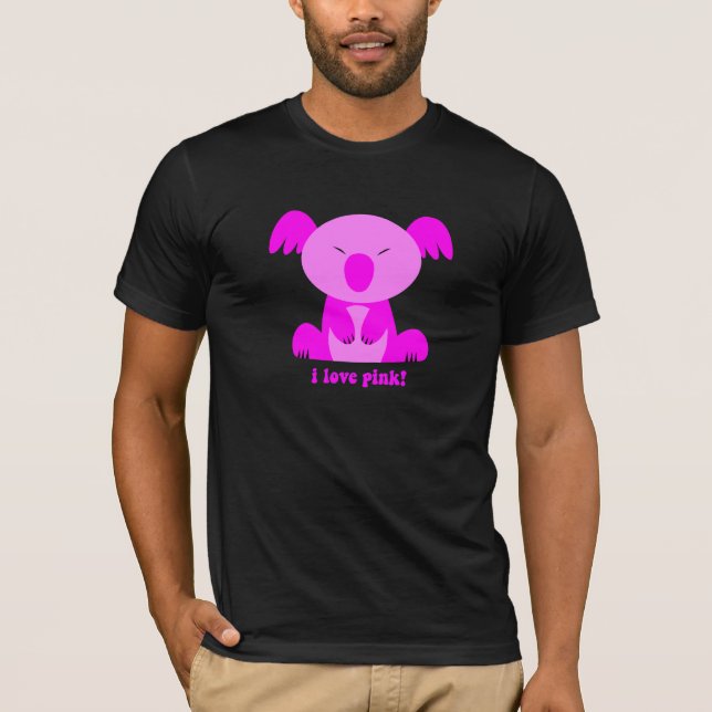 T-shirt J'aime l'ours de koala rose (Devant)