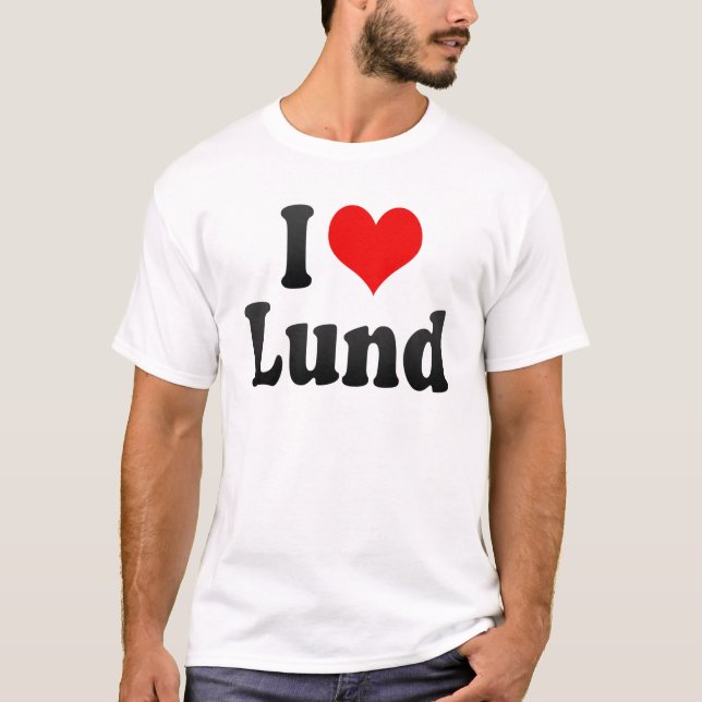 T-shirt J'aime Lund, Suède. Pointe Alskar Lund, Suède (Devant)