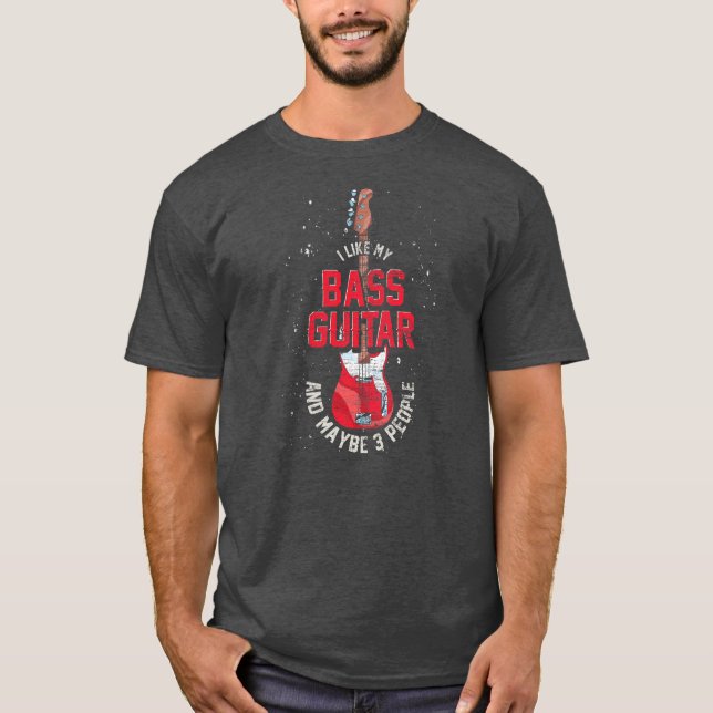 T-shirt J'Aime Ma Basse Guitare Et Peut-Être 3 Personnes B (Devant)