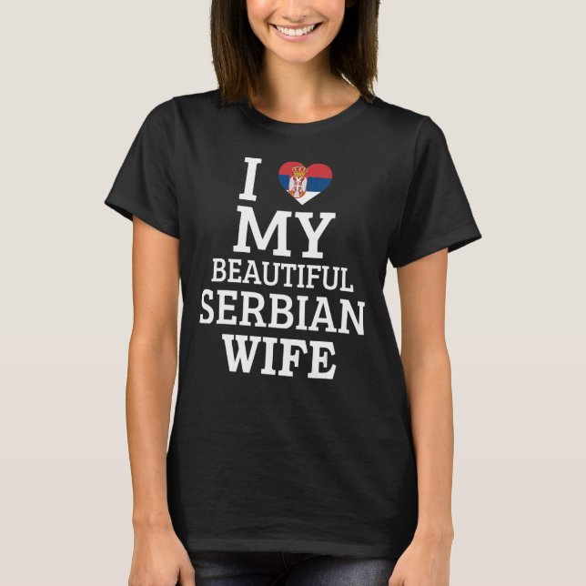 T-shirt J'AIME MA BELLE FEMME Serbe (Devant)