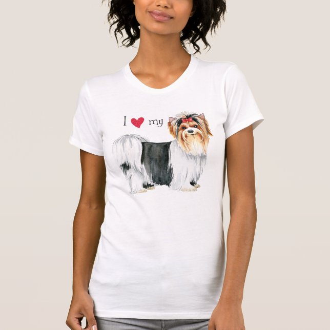 T-shirt J'aime ma Biewer Terrier (Devant)