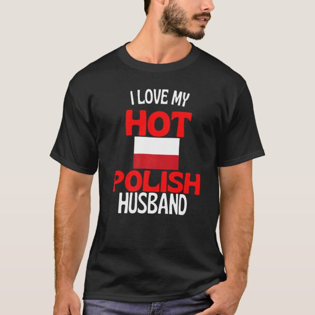 T-shirt J'Aime Ma Chaud Mari Polonais Pologne Relation (Devant)