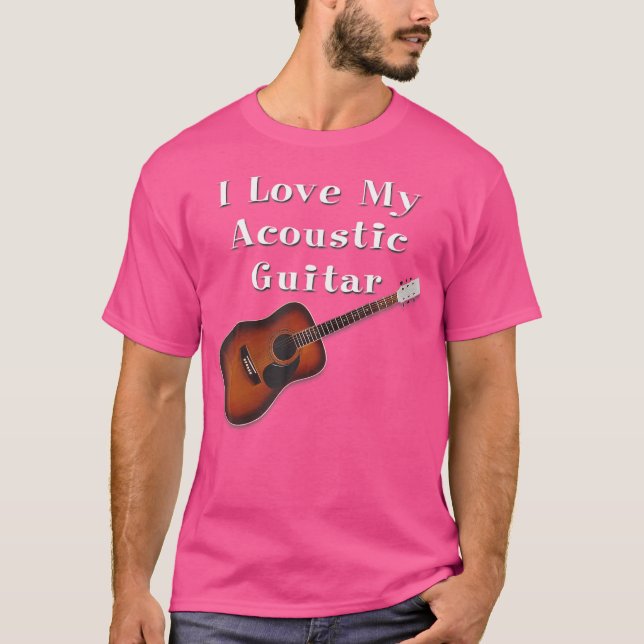 T-shirt J'Aime Ma Chemise De Guitare Acoustique (Devant)