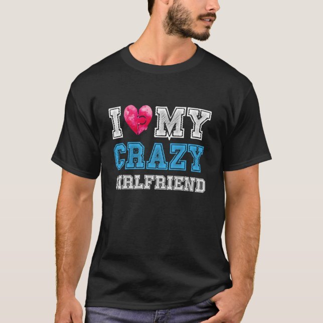 T-shirt j'aime ma copine folle (Devant)