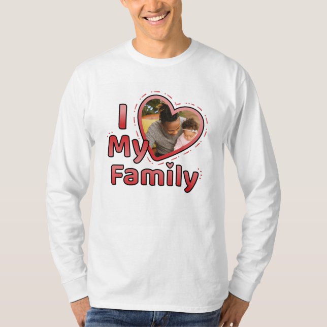 T-shirt J'aime ma famille photo personnalisée (Devant)