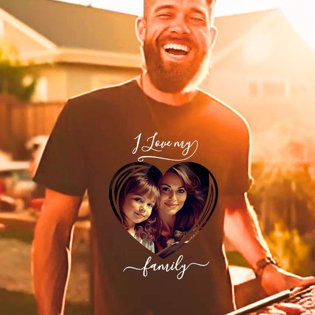 T-shirt J'aime ma famille Photo personnalisée (Créateur téléchargé)