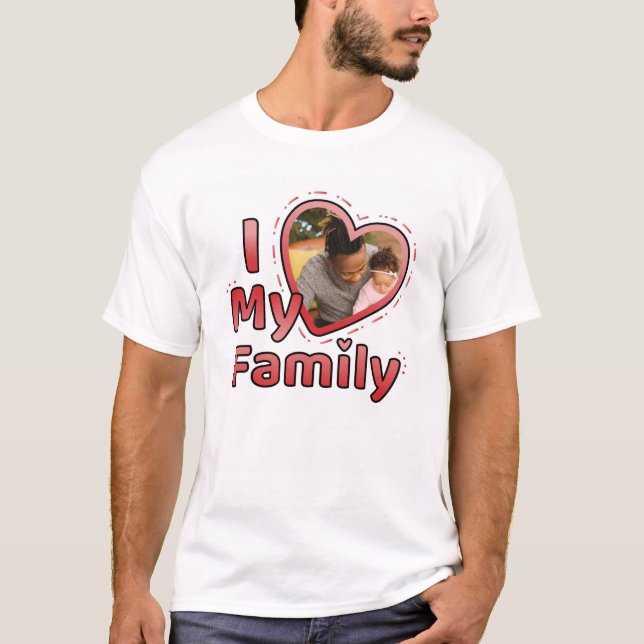 T-shirt J'aime ma famille Photo personnalisée personnalisé (Devant)