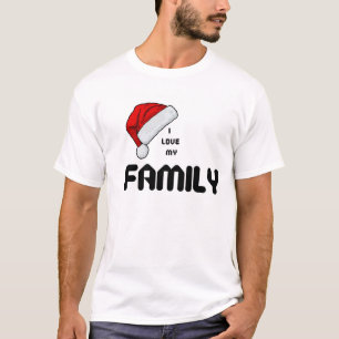 T-shirt J'aime ma famille tendance Noël Père Noël blanc