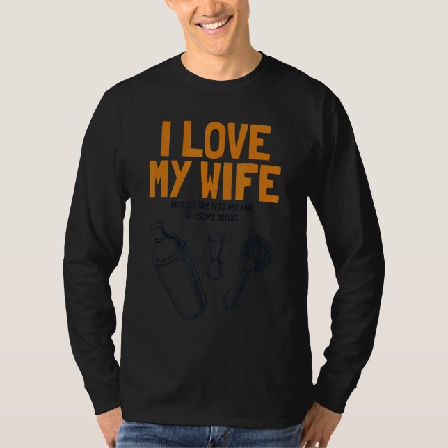 T-shirt J'Aime Ma Femme Bartender Mixologue Bartender (Devant)