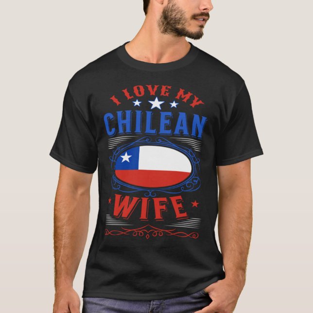 T-shirt J'aime ma femme chilienne (Devant)