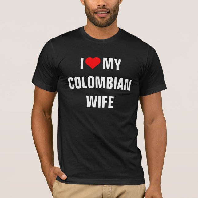 T-shirt "J'aime ma femme colombienne" (Devant)