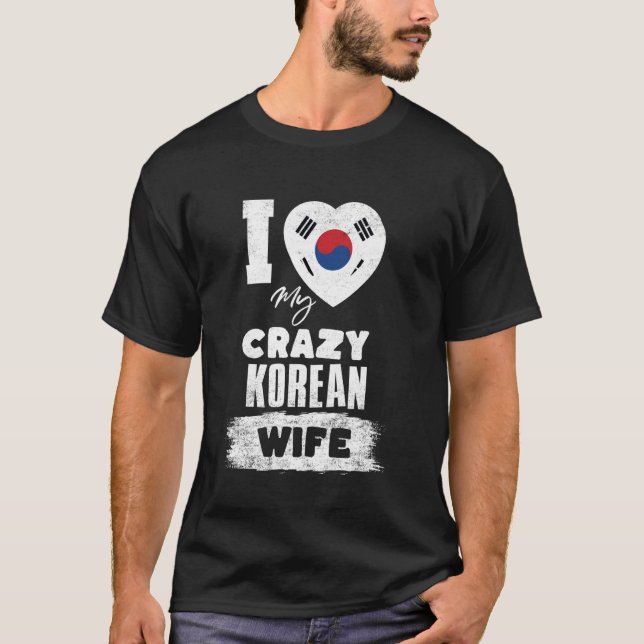 T-shirt J'aime ma femme coréenne folle drôle (Devant)