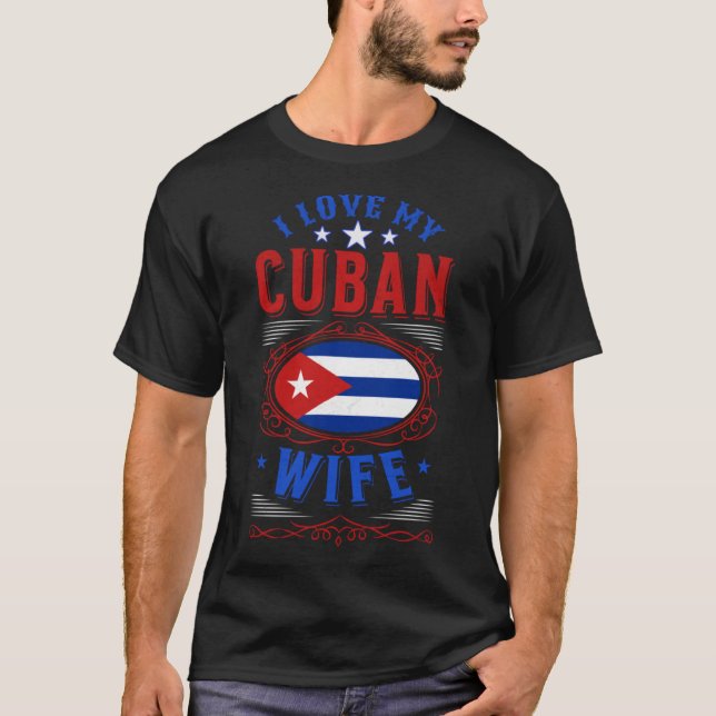 T-shirt J'aime ma femme cubaine (Devant)