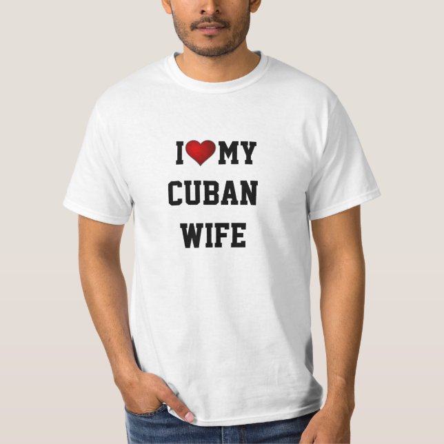 T-shirt J'aime ma femme cubaine (Devant)