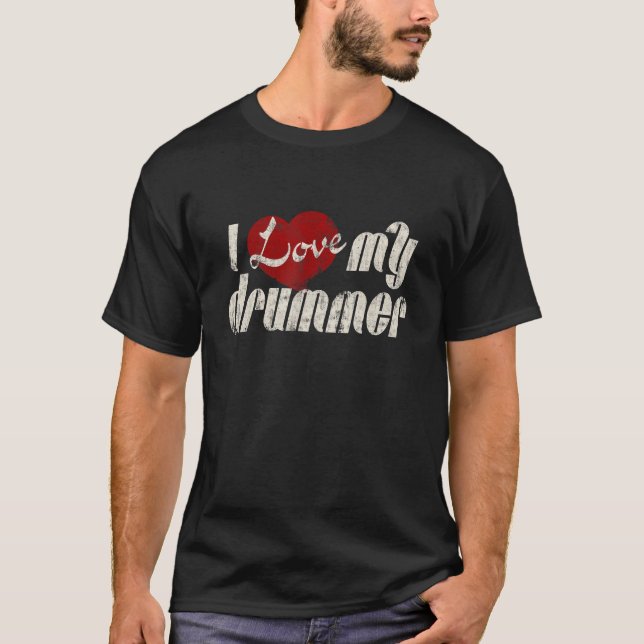 T-shirt J'Aime Ma Femme De Fille De Drummer (Devant)