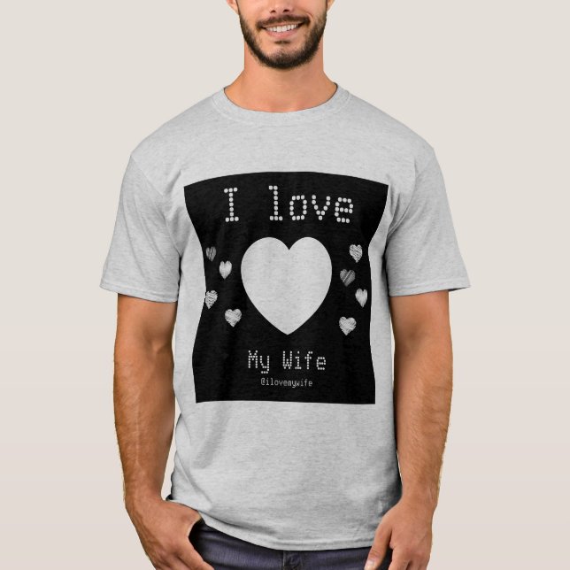 T-shirt J'aime ma femme personnalisées de coeur photo (Devant)