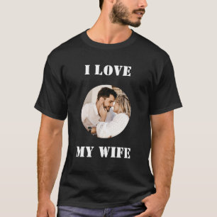 T-shirt J'aime ma femme Photo personnalisée ronde