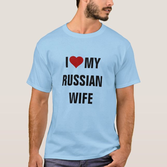 T-shirt "J'aime ma femme russe" (Devant)
