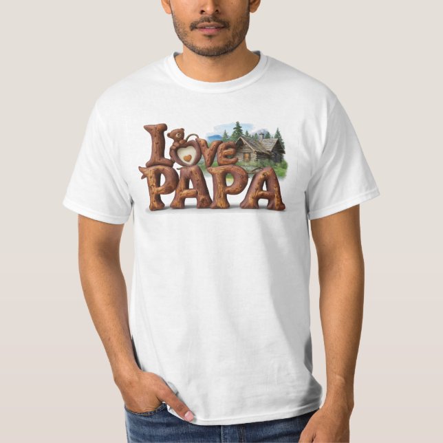 T-shirt *~* J'AIME MA Fête des pères PAPA Rustique AP86 (Devant)