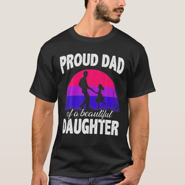 T-shirt J'Aime Ma Fille Bisexuelle Fier Maman Papa Parent  (Devant)