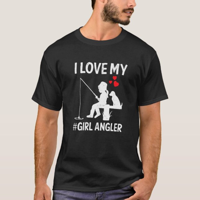 T-shirt J'Aime Ma Fille Pêcheuse à la Saint-Valentin Pêche (Devant)