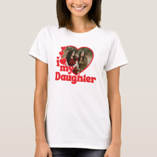 T-shirt J'aime ma fille Photo de cœur rouge