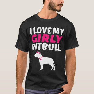 T-shirt J'Aime Ma Fille Pitbull-mignon Chien