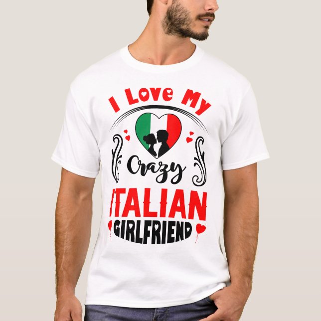 T-shirt J'aime ma folle amie italienne Valentine (Devant)
