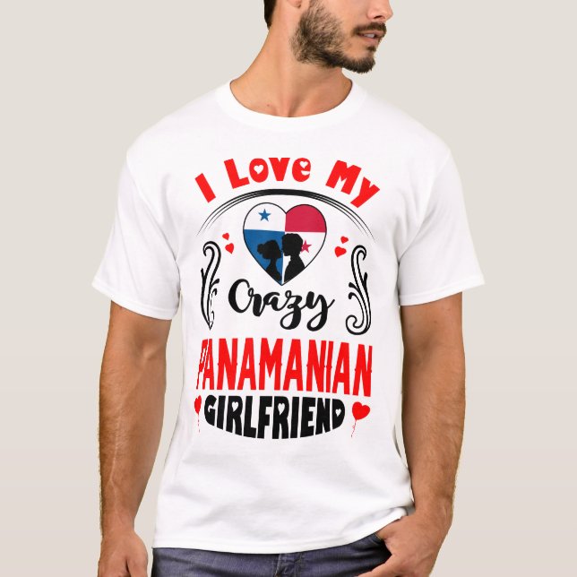 T-shirt J'aime ma folle amie panaméenne Valentine (Devant)
