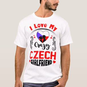 T-shirt J'aime ma folle amie tchèque Valentine