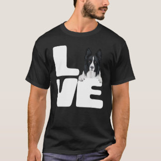 T-shirt J'aime ma frontière Collie Amoureux des chiens 1