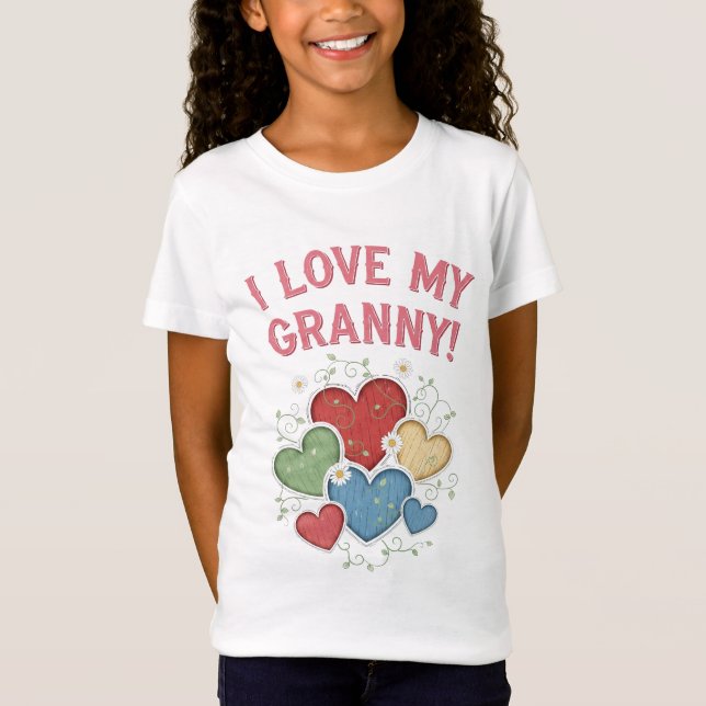 T-Shirt J'Aime Ma Grand-Mère Charmant Coeur De Style Count (Devant)