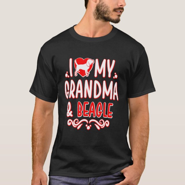 T-shirt J'Aime Ma Grand-Mère Et Mon Beagle (Devant)