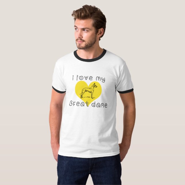 T-shirt j'aime ma grande dane (Devant entier)