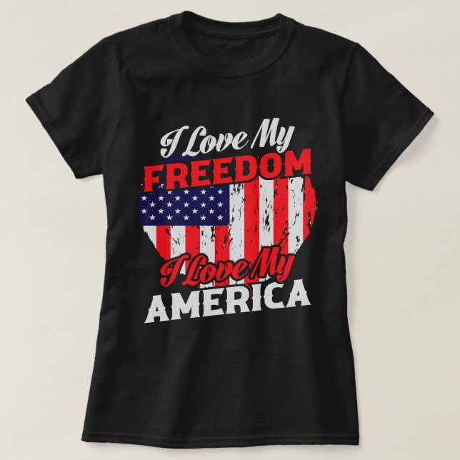 T-shirt J'Aime Ma Liberté J'Aime Mon Amérique 50 (Design devant)
