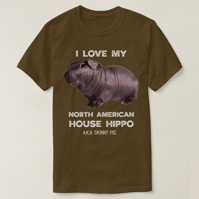 T-shirt J'aime ma maison Hippo Skinny Pig Propriétaires (Design devant)