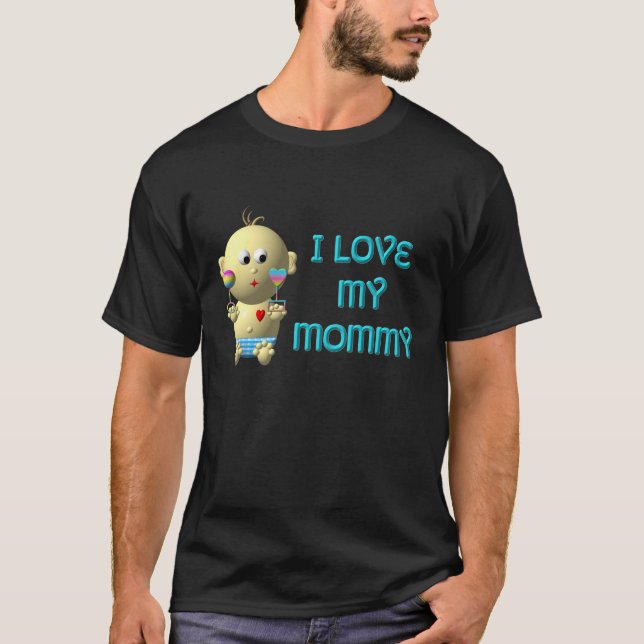 T-shirt J'aime ma maman Bouncing Baby avec le coeur et les (Devant)