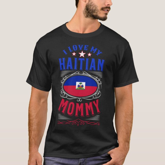 T-shirt J'aime ma maman haïtienne (Devant)