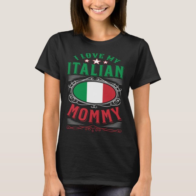 T-shirt J'aime ma maman italienne (Devant)