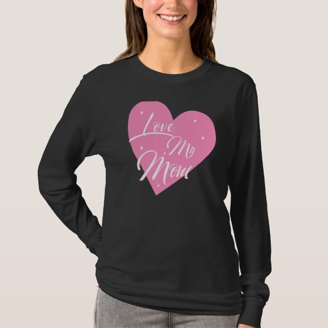 T-shirt J'aime ma mère coeur ma maman graphisme (Devant)