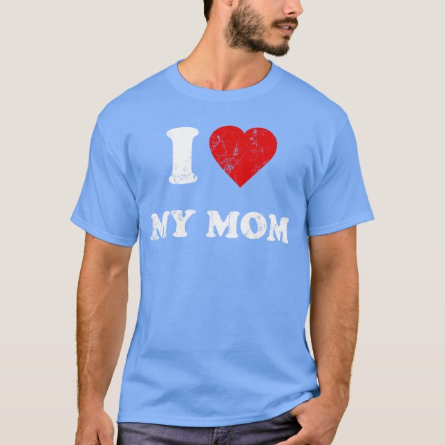 T-shirt J'aime ma mère rétro (Devant)