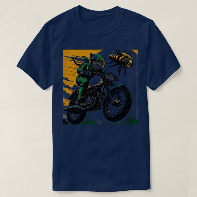 T-shirt J'aime ma moto mon chat Cicadas Cat 2024 et m (Design devant)