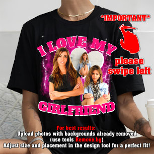 T-shirt j'aime ma petite amie cadeau personnalisé de la Sa