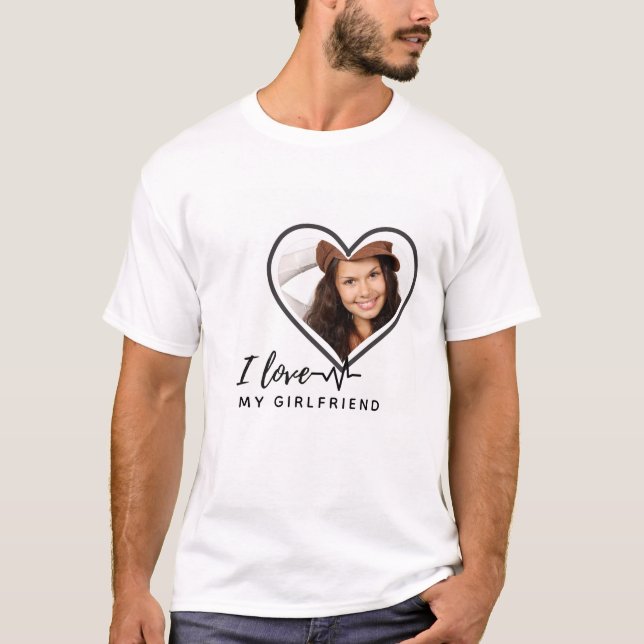T-shirt J'AIME MA PETITE AMIE Cadeau photo personnalisée (Devant)