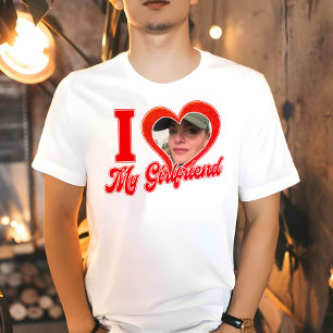 T-shirt J'Aime Ma Petite Amie Chemise Personnalisée Rouge 