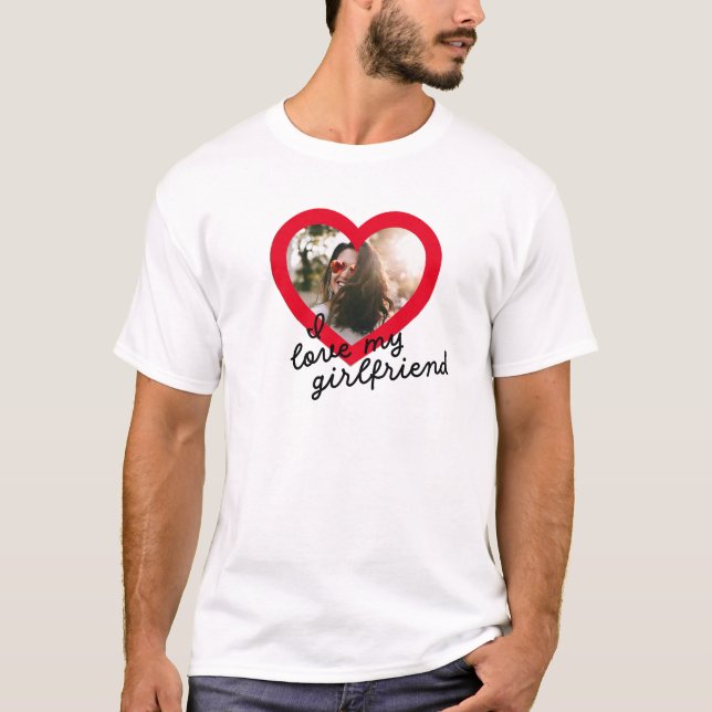 T-shirt J'aime ma petite amie Custom Red Valentines Photo (Devant)