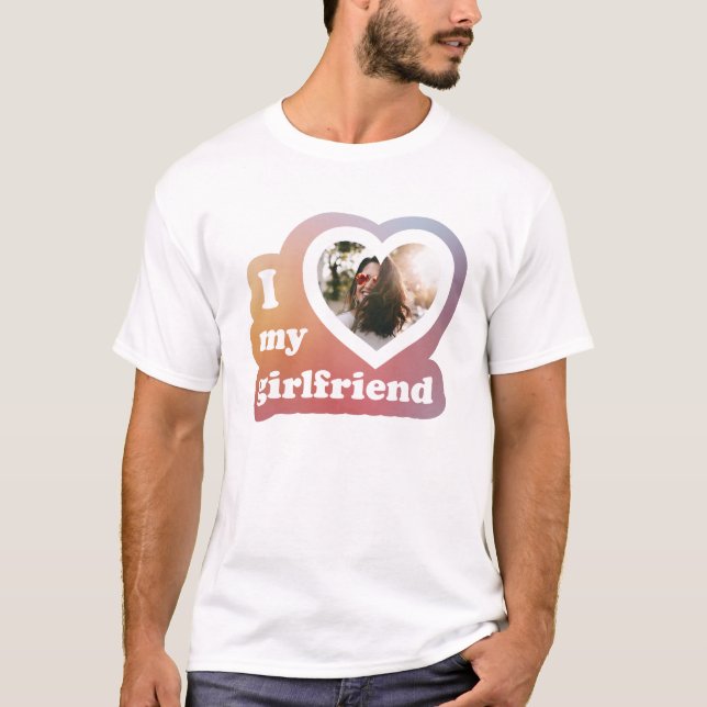 T-shirt J'aime ma petite amie Custom Retro Valentines Phot (Devant)