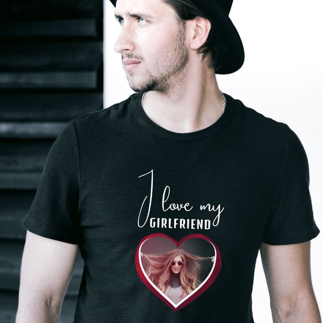 T-shirt J'aime ma petite amie Heart Photo Men (Créateur téléchargé)